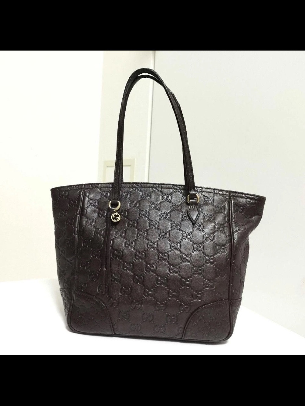 Gucci Dark Brown GG Embossed Leather Tote